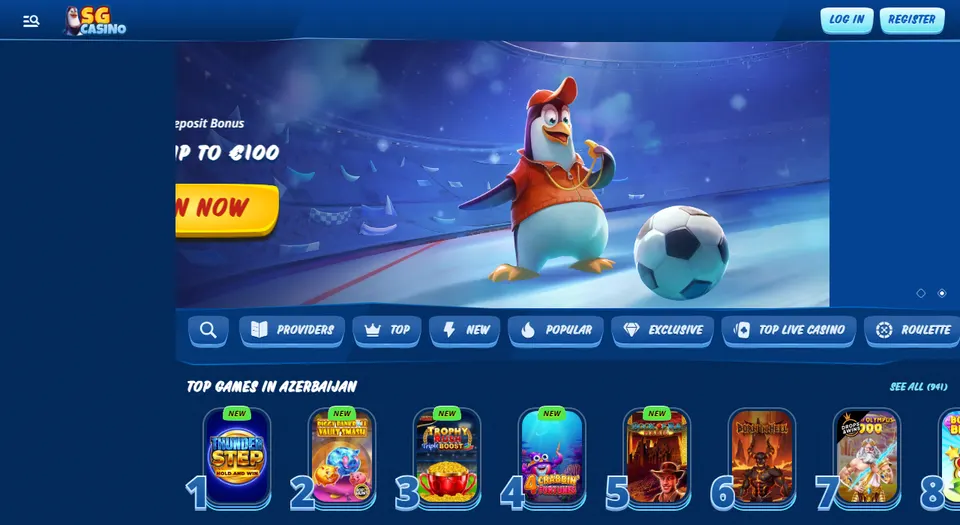 Homepage di SGCasino, casinò estero con deposito da 10 €