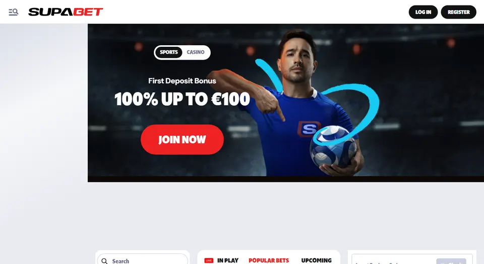 Homepage di Supabet, casinò estero con deposito da 10 €